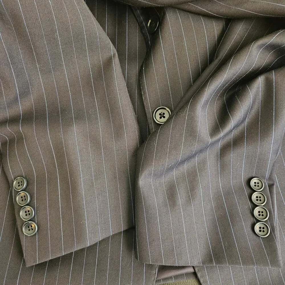 Brooks Brothers Ermenegildo Zegna Wool Blazer Navy Blue Pinstripe | Men's‎ 46 R